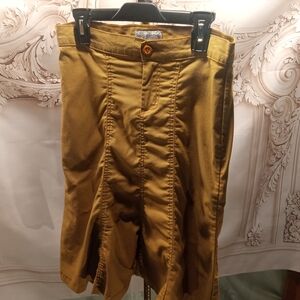 Mustard Yellow High-Waist Skirt with Front Seams